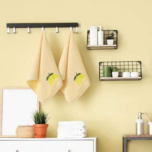 SmoothNovelty 2 Pcs Lemon Hand Towels Yellow Bathroom Decor 14x29 Inch | Embroidered Bathroom Hand Towels, 100% Cotton, Soft Absorbent, Spring Summer Bathroom Kitchen Decor - style: Lemon