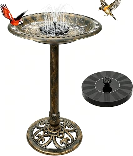 Birdbaths for Outdoors Solar Powered - Large Bird Baths for the Garden with Fountain, Heavy Duty Bird Baths for Clearance Made in USA - Perfect Addition to Your Backyard - color: copper