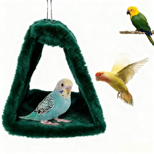 Bird Nest Snuggle Hut Soft Plush Hammock Hanging Cage Tent for Birds Parrot Winter Warm Bed Pet Toy for Hamster Parrot Macaw Budgies Eclectus Parakeet Cockatiels Cockatoo Lovebird (Green) - color: Green