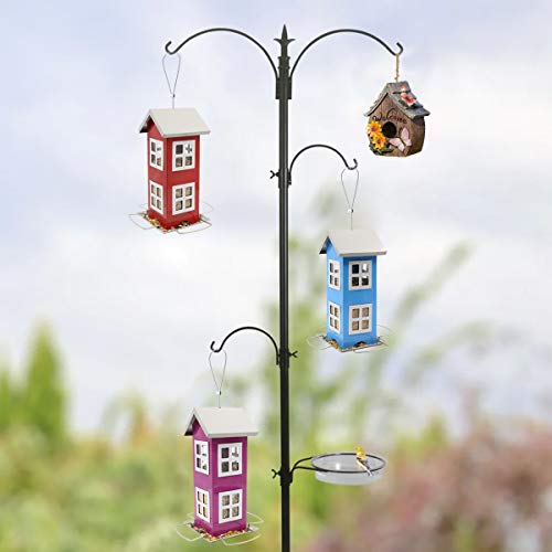 Garden Metal Bird Feeder - Bird Feeders for Outdoors Hanging,Country House Design Squirrel Proof,Easy Cleaning & Refills,Gift idea,4.7 * 10.2" (Blue) - color: Blue