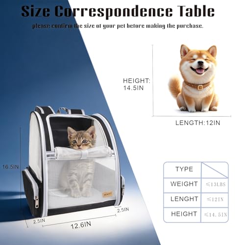 Cat Carrier Backpack, Dog Backpack, Ventilate Pet Cats Puppy Dogs Birds Bunny Backpack for Travel Indoor Outdoor Use(Black)