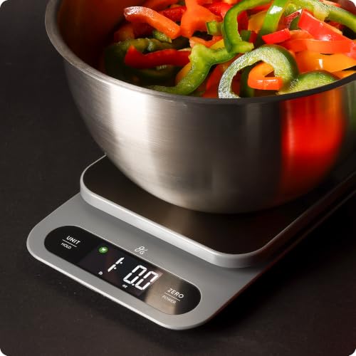 Greater Goods Digital Food Scale for Kitchen & Baking, 22lb High Capacity | Stainless Steel Platform, Hi-Def LCD, 1g Precision, Tare. Weighs g/oz/lb/ml. For Sourdough, Bread & Bulk Cooking, Large Bowls
