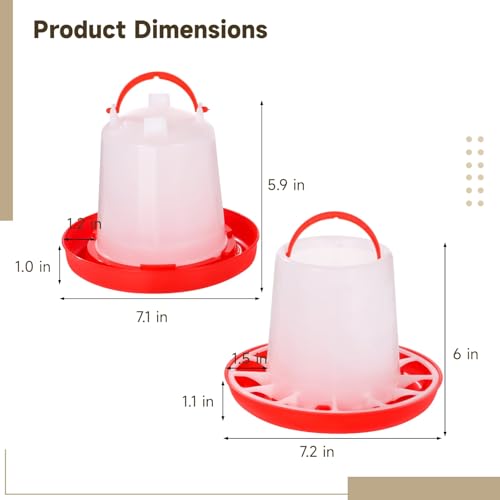 Chick Feeder and Waterer Set, 1.5 L Poultry Drinkers & 3.3 lbs Feeders, Hanging Plastic Poultry Containers for Chickens, Turkeys, Ducks and More