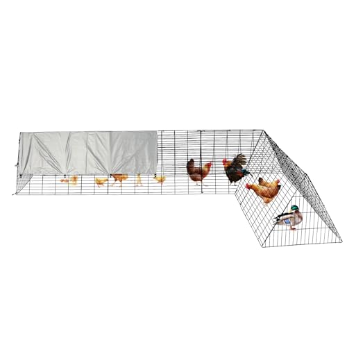 Chicken Runs for Yard with Cover, Chicken Tunnels for Yard, Portable Chicken Coop with Corner Frames, Small Metal Chicken Cage for Ducks, Rabbits