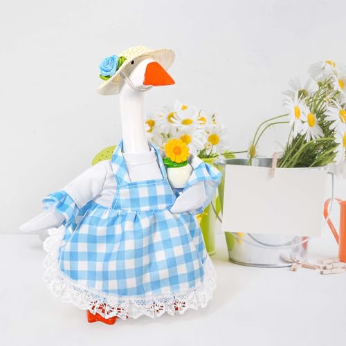 JcHrmers Gardener Desk Goose Outfits 7 Inch Mini Goose Hat Flower Pot Shovel Dress for Spring Magnetic Desk Goose Statue Decor