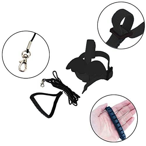 Dnoifne Pet Parrot Bird Harness and Leash, Adjustable Training Design Anti-Bite, Bird Nylon Rope with Cute Wing for Parrots, Suitable for Scarlet, Keck, Mini Macaw and Same Size Birds (Black) - color: black