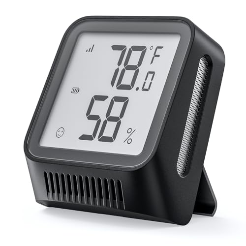 X-Sense Wi-Fi Thermometer Hygrometer with LCD, Base Station Required | Clear LCD Display for Real-Time Indoor Temperature and Humidity, Black - color: Black, size: Digital, 1-Pack (Base Station not included)