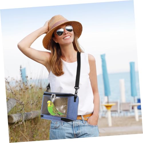 Transparent Capacity Parrot Carrier Bag with Adjustable Crossbody Strap Scratch-Resistant and Breathable Mesh Top for Comfortable Bird Travel and Outdoor Use