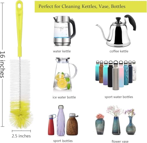 ALINK 8-Pack Bottle Cleaning Brush Set - Long Bottle Cleaner for Washing Beer/Wine Narrow Neck Bottles, Hummingbird Feeder, Sport Well, Plus Kettle Cleaner, Straw Brush - color: Light Green