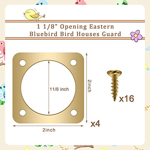4 Pieces Metal Bird House Guard with Copper Portal Bird House Replacement for Eastern Bluebird Birdhouses(1 1/8 Inch Inner Diameter) - size: 1 1/8 Inch Inner Diameter