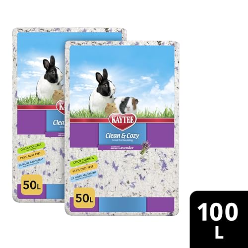 Kaytee Clean & Cozy White Paper Bedding for Guinea Pigs, 100 Liters | Fresher habitats with rabbit bedding. Hamster bedding for small pets. 99% dust-free, absorbs 6x, white bedding - size: 100 Liters