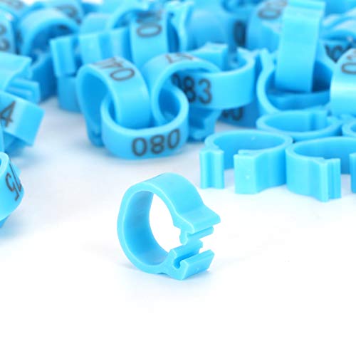 8mm Pigeon Leg Bands 0-100 Numbers Chicken Identification Leg Bands for Bantam Finch Dove Lovebird Coturnix Quail (Blue) - color: Blue