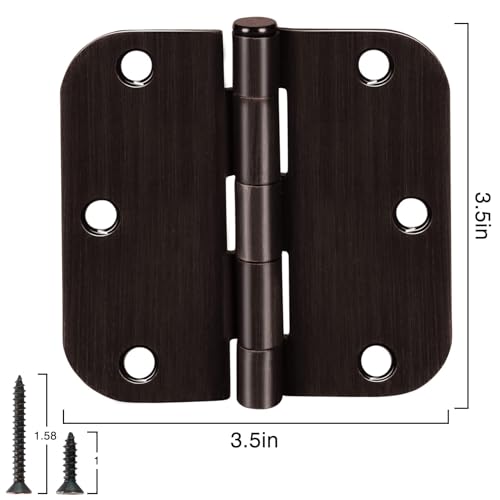 TDCHINGES Residential Oil Rubbed Bronze Door Hinges 3.5 Inch X 3 1/2" 5/8" | 42 Pack Round No Squeak Exterior Interior Standard Bifold Bedroom Study House Lightweight Wood Doors Hardware Kit Accessories - color: Oil Rubbed Bronze, size: 42 Pack--no squeak