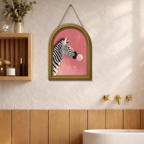 3D Funky Pink Zebra Bubble Gum Wall Art Sign Room Decor | Funky Pink Zebra Print Wall Art 3D Bubble Gum Animal Sign Desk Decor Bedroom Shelf Display Funny Gifts - color: Horse