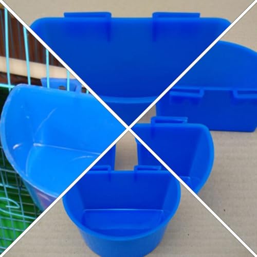 COLLBATH 10 Pcs Bird Cage Feeder Cups Plastic Cage Feeder with Hooks Semicircle Bird Water Bowl for Pigeon Feeding Water Cup for Food and 3.54 X 2.48 X 2.28 in