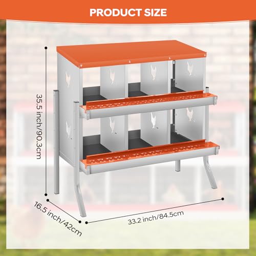 GarveeTech Chicken Nesting Box with Legs, 6 Compartment Metal Hen House, Elevated Design for Cleaner Eggs, Easy Egg Collection & Durable Poultry Nesting Solution - size: Green-6 Compartments with legs