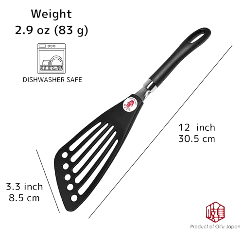 Left Handed Spatula Egg Flipper Fish Spatula Slotted Turner 12” | Seki Japan for Left Handed Gifts Utensils Cookware - color: Nylon, size: for Left-handed
