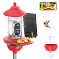 SOLIOM Hummingbird Feeder with Camera, Solar Powered 2K Smart Bird Feeder with AI Bird Identification, Auto Motion Detection, Ant Moat & Pole Mount, Ideal Gift for Hummingbird Lovers, 20 oz