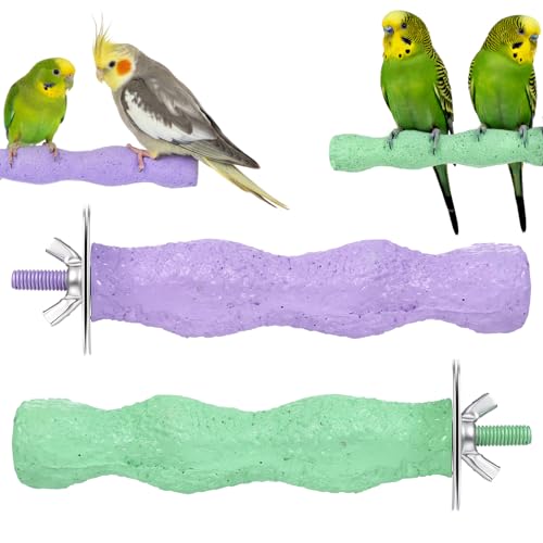 2pcs Resin Parrot Perch for Cage, Bird Beak Grinding Stone, Parakeet Nail Trimming Stick Platform Parrot Resin Beak Grinder Stone Perches Foot Claws Trimmer Chew Toy for Budgies Parakeets Cockatiels