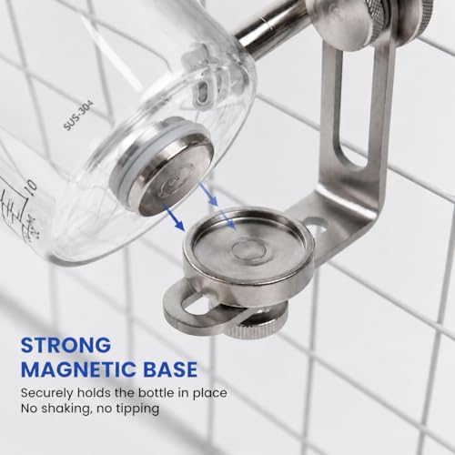 Glass Bird Water Feeder with Magnetic Holder – No Drip Cage Water Dispenser for Small Parrots & Birds, Automatic Drinking Bottle for Cockatiels, Budgies, Lovebirds, Conures(300ml4245-4) - size: L