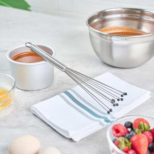 Restaurantware 10.5 in Stainless Steel Ball Whisk with Silicone Tips - German Standard Sauce & Gravy Whisk, Non-Scratch, Dishwasher Safe - Non-Stick Safe Silicone Ball Whisk for Baking - color: Ball Whisk with Silicone Tips, size: 10 3/4"