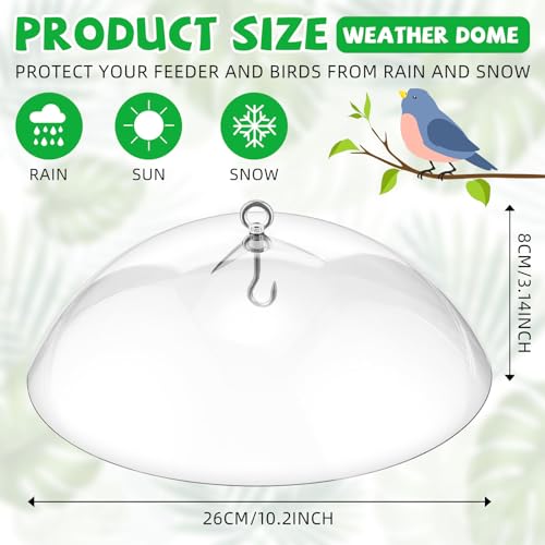 4 Pcs 10.2 Inch Plastic Bird Feeders Dome Cover for Hanging Hummingbird Feeder Weather Guard Protective Dome Squirrel Baffle for Bird Feeder Pole Covers(Clear) - color: Clear