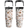 Western Cowboy Gifts for Boys Girls - 30oz Stainless Steel Insulated Tumbler with Top Handle, Leak-Proof Tumbler for Wild West Rodeo Lovers, Coffee Mug for Travel, Gift Cowboy Cup Christmas(1pc) - color: Cowboy1