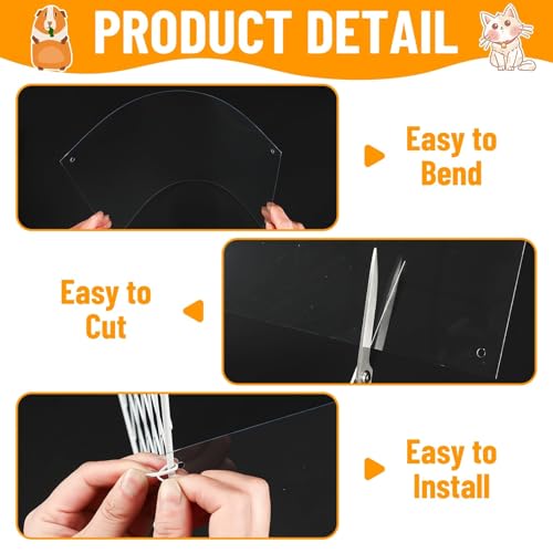 PETKNOWS 12 Pack 11.8 x 7.9 inch Clear Cage Edge Liner Protection for Rabbit | Plastic Pet Cage Liner,Guinea Pig and Rabbit, Cage Edge Liner Protection and Urine Guard , 50 Zip Ties Included - color: Transparent, size: 30X20 CM