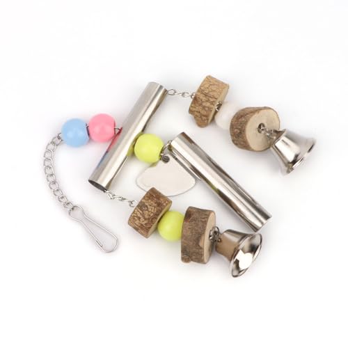 Hypeety Stainless Steel Bird Bells Parrot Hanging Bell Toy for Bird Parrot Macaw African Greys Amazon Cockatoo Parakeet Cockatiels Birds Cage Accessories (Silver) - color: Silver