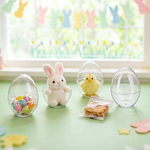 Kisangel 4Pcs 4.7 Inches Large Clear Easter Eggs - Empty Fillable Plastic Eggs for Easter Party Basket Stuffer Wedding Baby Shower Christmas Decoration