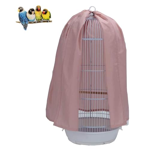 QBLEEV Round Parrot Birdcage Cover, Pet Universal Blackout Cage Cover Shade | Windproof light-proof sleep reduces distractions night accessories cloth without cage, bow tie clouser, easy to wear - color: Pink