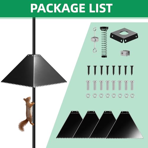 Metal Squirrel Baffle for Bird Feeder Pole, Pole Mount Bird House Guard, Squirrel Baffle for 4x4 Post (Black)