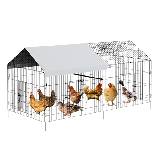 GarveeLife Metal Chicken Coop, 86"×40"×40" Chicken Run for Yard with Waterproof Cover, Portable Poultry Cage, Metal Chicken Cage for Outdoor Backyard Farm Chicken Rabbit Duck - size: 86"