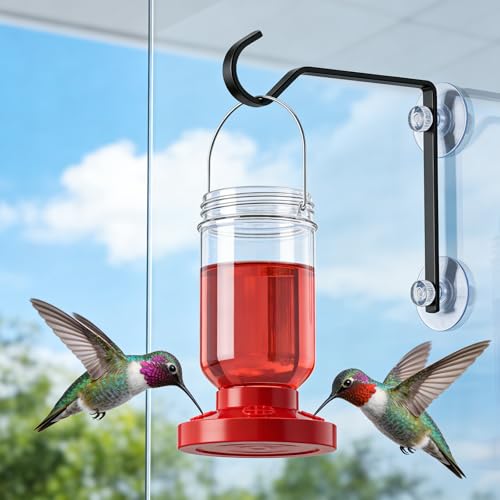 3Pack Window Hooks for Bird Feeders, Heavy Duty Window Suction Cup Hooks with Screws, Window Mount Hummingbird Feeder Hangers for Outdoor Use (Bird Feeder Not Included)
