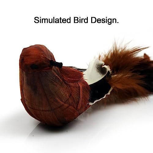 TTcat 2 Pack Realistic Bird Cat Toys, Natural Feather Simulated Bird Kitten Interactive Hunting Play Toy, Lightweight Indoor Cat Exercise Toy for Indoor Cats and Kitten.