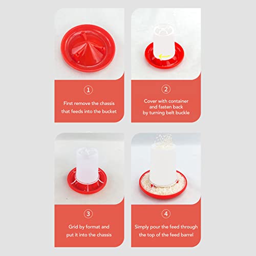 Chick Feeder and Waterer Kit, Mini Chicken Feeder and Waterer, Rotary Sleeve Design Automatic Feeding and Watering Combo for Baby Turkey, Guinea Fowl, Quail and Pigeons, 3.6x4.0in