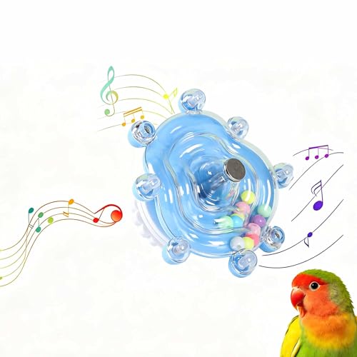 Bird Toys for Parakeets, Colorful Spinning Wheel Chew Toys, Interactive Spinner Rattle Parrot Toys,CockatielToys, Parakeet Toys, Bird Cage Accessories for Entertainment Chewing Exercise - color: Blue