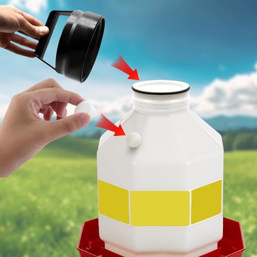 Plastic Poultry Waterer Replacement Parts Kit | 10 Caps & 4 O-Rings, Compatible with Miller, Little Giant PPF & Farm-Tuff 3/5/7 Gallon Poultry Founts (White) - color: White