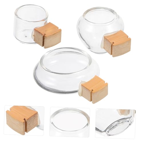 Angoily Bird Feeding Dish Cups Set with Splash-Proof Glass Bowls and Bamboo Fixation for Mess-Free Water Feeder and Food Bowl Suitable for Parakeet Cockatiel Small Birds