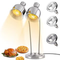 Dual Head Food Heat Lamp 500W w/3 Bulbs for Buffet Food Warmer | Heavy-Duty, Commercial Large Food Warming Lamp w/ 3 Bulbs,Carving Station/Restaurant/ Parties, Flexible Arms, Adjustable Head