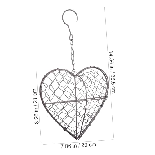 HANABASS Front Door Hanging Basket Iron Garland Wall Hanging Planter Home Decoration Space Saving Heart Shape Plant Holder - color: Brown1, size: 36.5X20CM