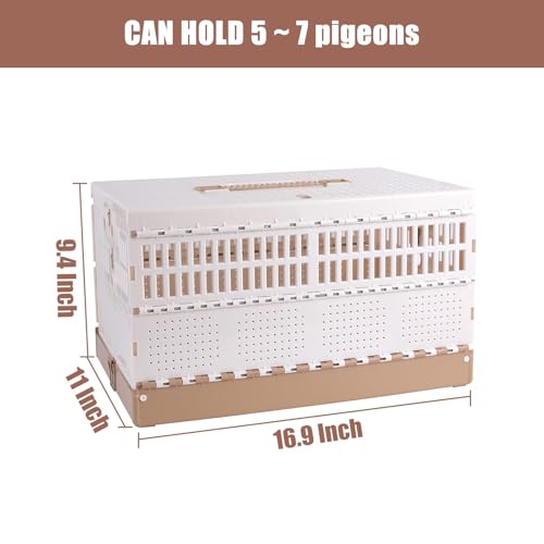 Plastic Foldable Pigeon Cage with Handle, M, Three Doors | Portable Bird Travel Carrier Cage, Pigeon Cage Pairing Cage, Pigeon Nest Box Easy to Clean for Training Release Competition - size: 16.9"L x 11.0"W x 9.4"H