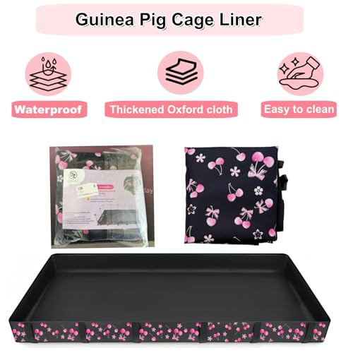 DZWLKJ Waterproof Guinea Pig Cage Liner,Washable Tarp Bottom Base,Cherry Graphic,48"x48", Reusable for Rabbit, Chinchilla, Hedgehog, Ferret & Other Small Animals. - size: 48.0"L x 48.0"W x 4.0"H