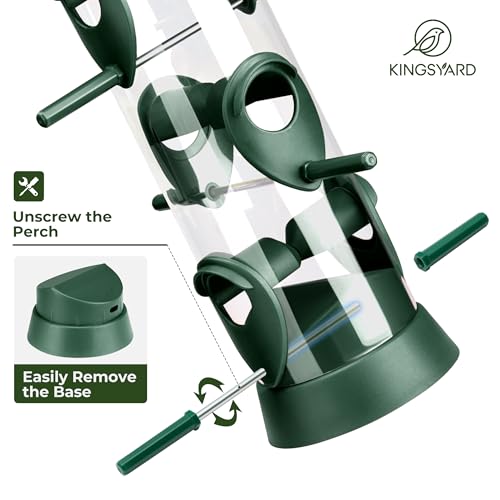 Kingsyard 2 Pack Tube Bird Feeders for Outdoors Hanging | 6-Port with 360° Feeding, No-Spill Design, 2 lb Seed Capacity, Attracts Finches & Songbirds, Garden & Backyard Decor, Green - color: Green