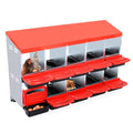 GarveeHome 2-Tier Chicken Nesting Box, 10 Compartment Metal Chicken Laying Boxes with Waterproof Roof ＆ Removable Trays for Hens, Poultry，Easy Egg Collection - color: Red, size: 10 holes