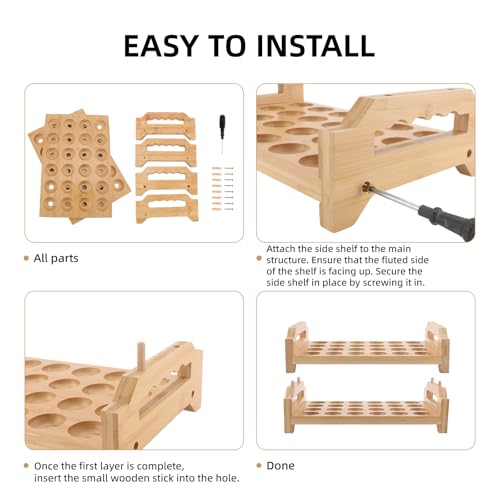 Egg Holder, 2 Tier Egg Holder Countertop, Bamboo Egg Organizer and Storage for Gathering 48 Fresh Eggs, Egg Stackable Stand Rack, Egg Basket for Kitchen Farmhouse