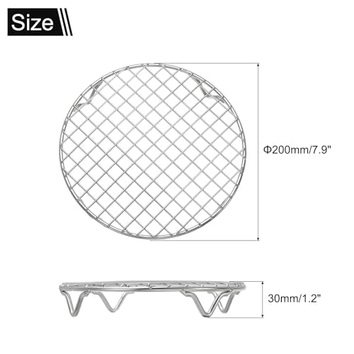 uxcell Round Cooking Rack 7.9 Inch Dia Stainless Steel Wire Cooling Steamer Rack for Baking Canning Cooking Roasting Cooling Grilling Drying, Silver - size: 7.9 Inch