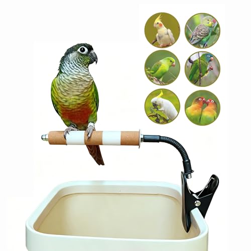 Adjustable Bird Perch Stand with Clip,Portable Parrot Stand, Bendable Bird Training Perch for Cockatiels, Conures, Lovebirds and Medium