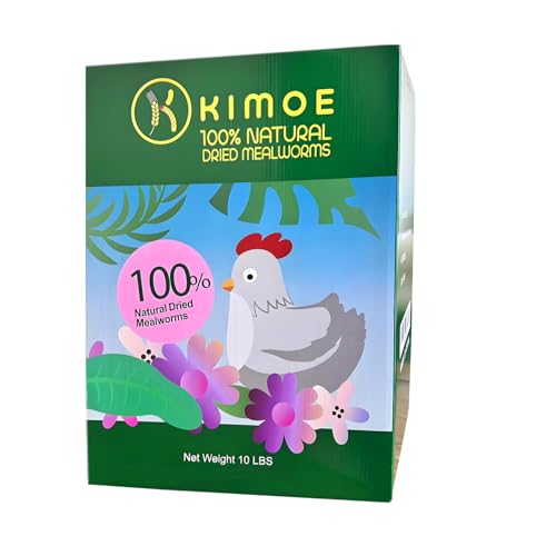 kimoe Non-GMO Bulk Dried Mealworms 10LB Bag for Chickens, Ducks & Wild Birds — 100% Natural High-Protein Feed to Boost Egg Production, Feather Health & Immunity - size: 10 Pound (Pack of 1)