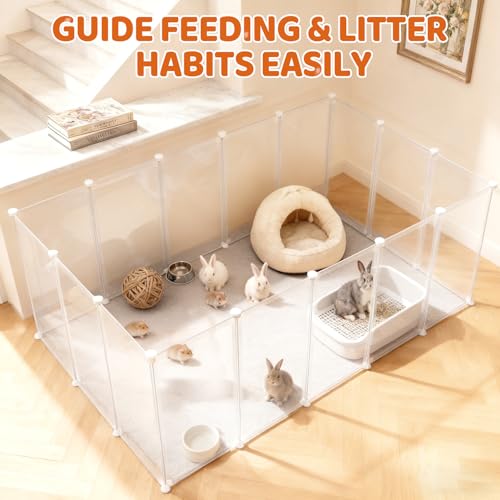 28 Pcs 16.5" H Small Animal Playpen, Indoor Puppy Playpen for Rabbits | Clear Transparent DIY Playpen Panels, 16.5" Tall Anti-Jump Height To Keep Rabbits, Kittens, Chicks And Hamsters Inside - style: 28 Panels